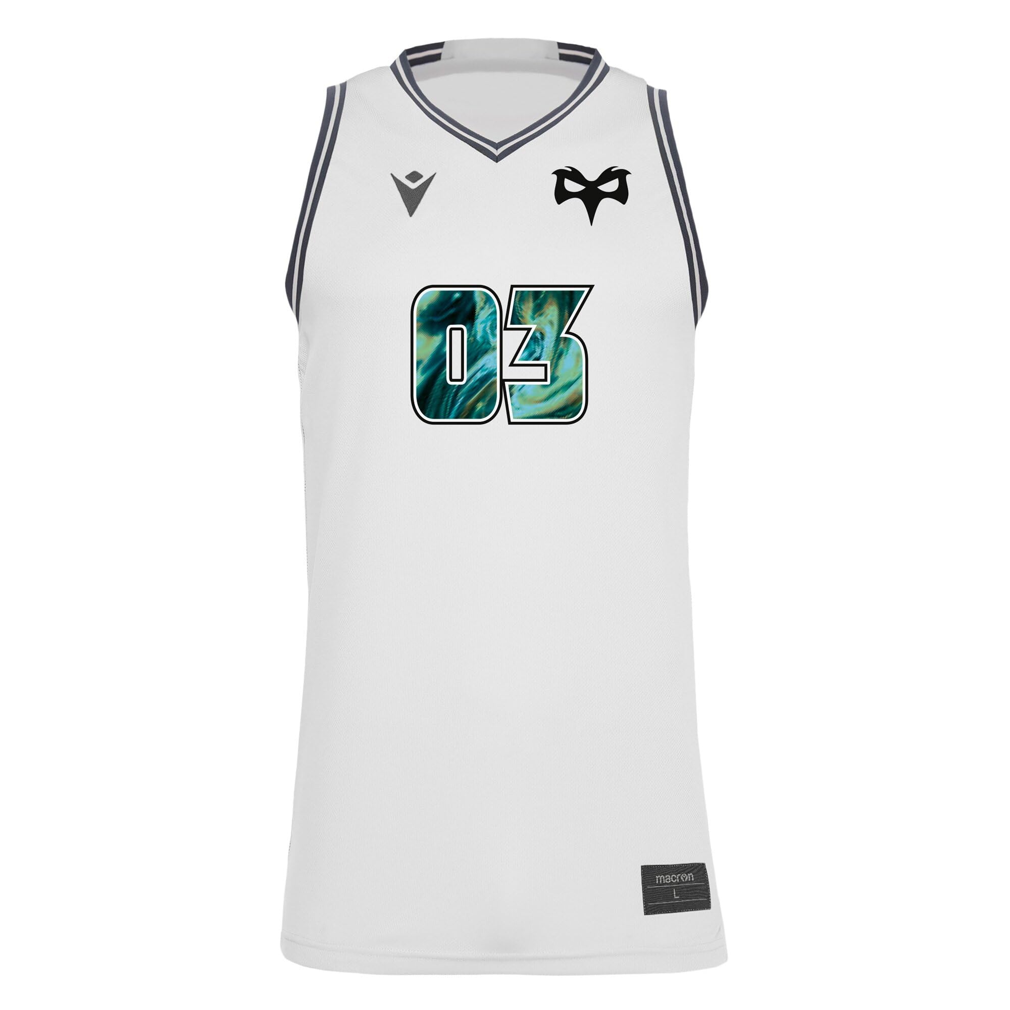 Macron Ospreys Rugby 2024/25 Adults Training Basketball Vest (UK, Alpha, XXL, Regular, Regular, White)