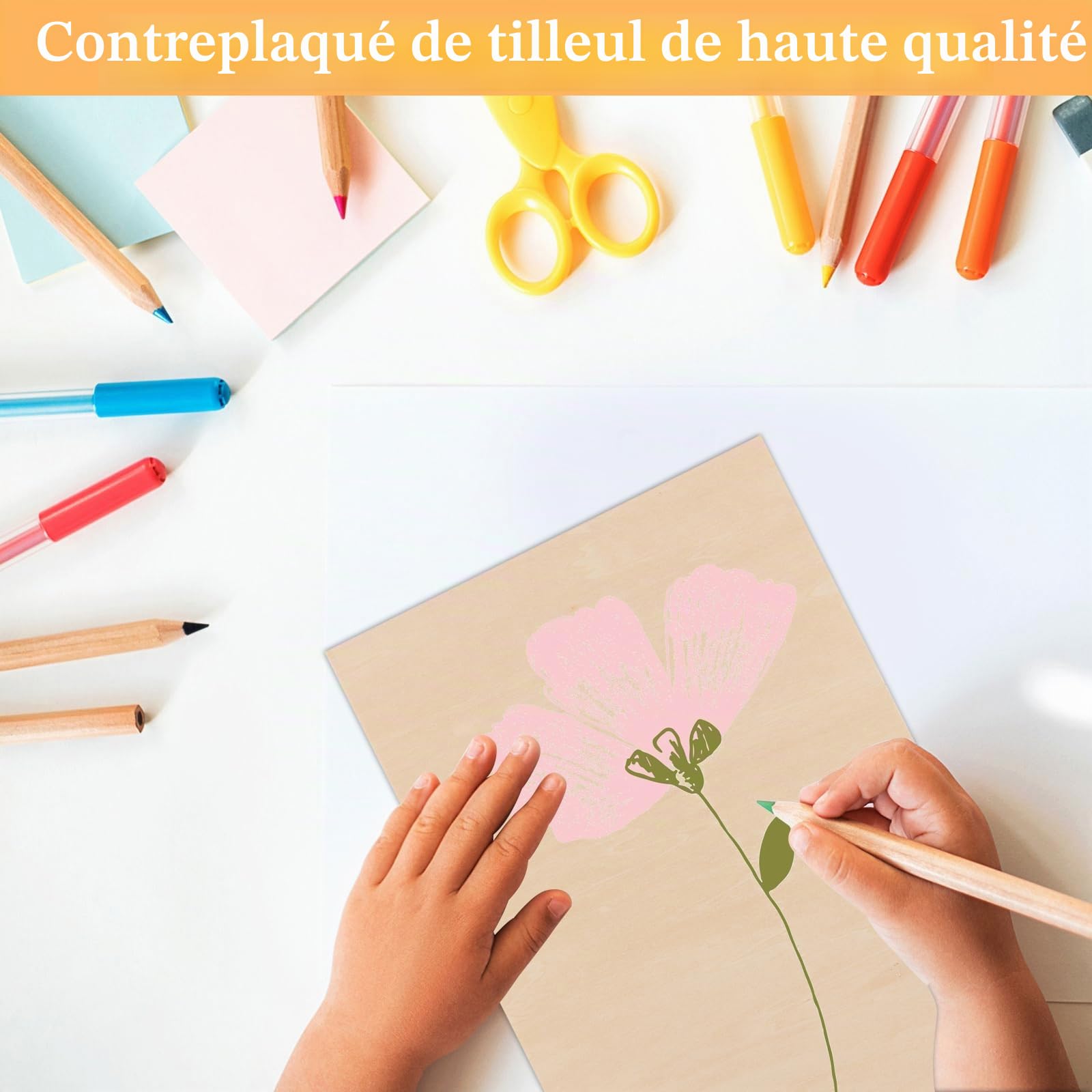 JMIATRY Lot de 15 Plaques de Contreplaqué 420x300x2 mm, Tilleul, Bois, Gravure Laser, Découpe Laser, Bricolage, Artisanat, Modèles, Peintures