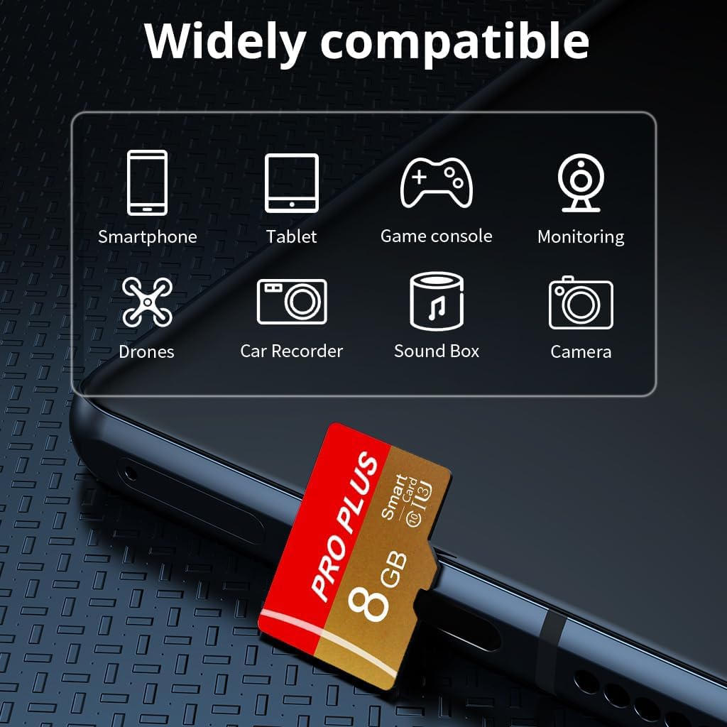 Photo 1 of TF Card 8GB with Adapter, High Speed Memory Card, UHS-I C10 A1 Memory TF Card for Tablet/Mobile Phone/Camera/Car Audio/Game Console (8, GB)