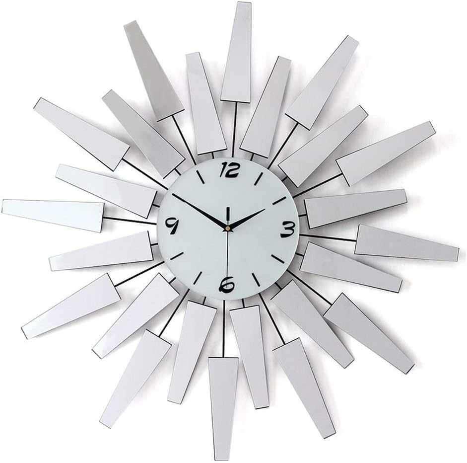 Bineiv Wall Clocks For Living Room, Living Room Large Watches Continental Bedroom Mute Clock Hanging Table Office Meeting Room Silver