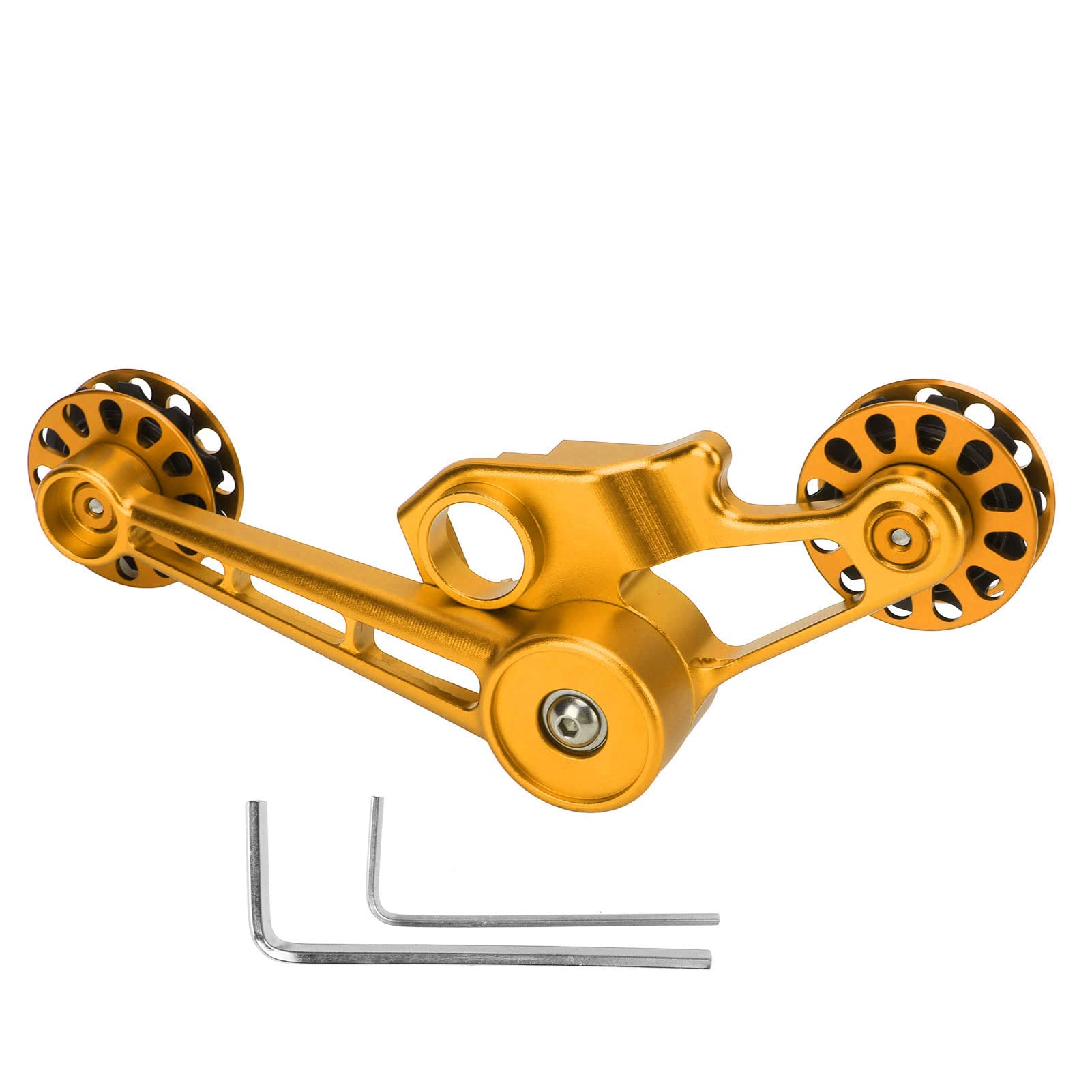 Tensor de Cadena de Bicicleta 10T Aleación de Aluminio Duradera para Bicicletas Plegables : Evita que la Cadena Se Caiga, Adecuado para Variantes de Velocidad Internas, Incluye 2 Llaves (Oro)
