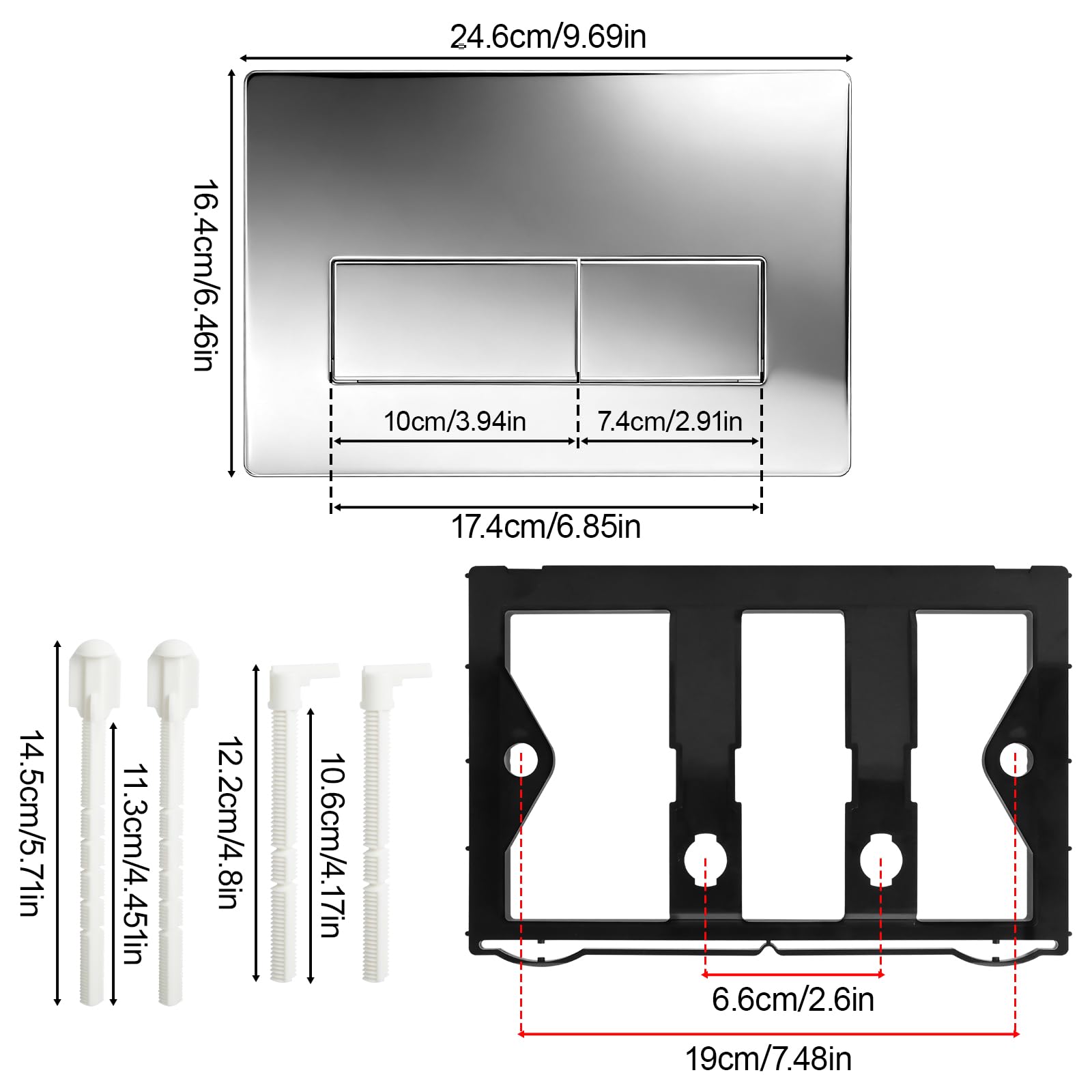 Plaque de commande wc suspendu, plaque de déclenchement wcà double chasse d’eau, compatible avec GEBERIT SIGMA01 UP300/320, 115.770.11.5, (Argent électrolytique)