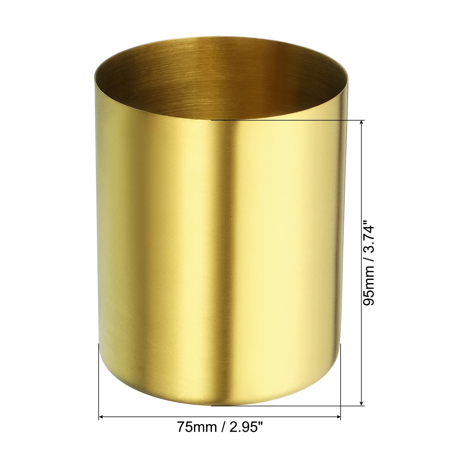 PATIKIL Pencil Holder, Pen Holder for Desk Stainless Steel Pencil Holders Cup Organizer Makeup Brush Holder for Desk Accessories Golden - Image 2