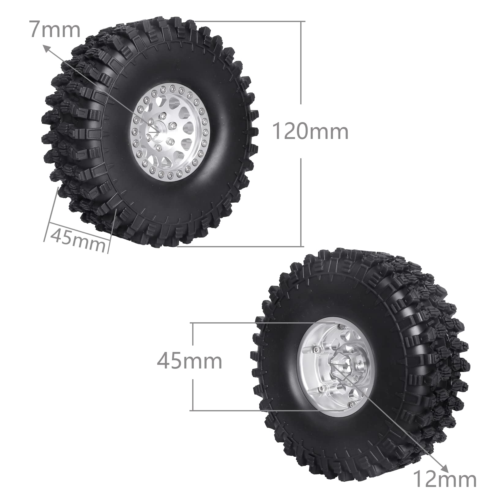 Amazon | HobbyPark 1.9 ビードロック ホイールとタイヤ 高さ120mm