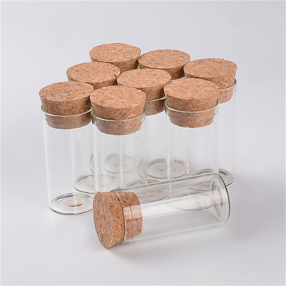 Wholesale 12ml Mini Transparent Glass Bottles with Cork Stopper Clear Wishing Gift Bottles Jars 100pcs (100, 12ml-24x50x21mm)