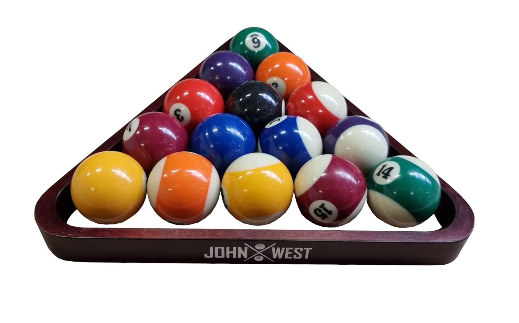 John West Billard Triangel Holz Mahagoni, für 57 mm Pool Billardkugeln | Stabile Poolbillard Kugeltriangel, Aus Holz