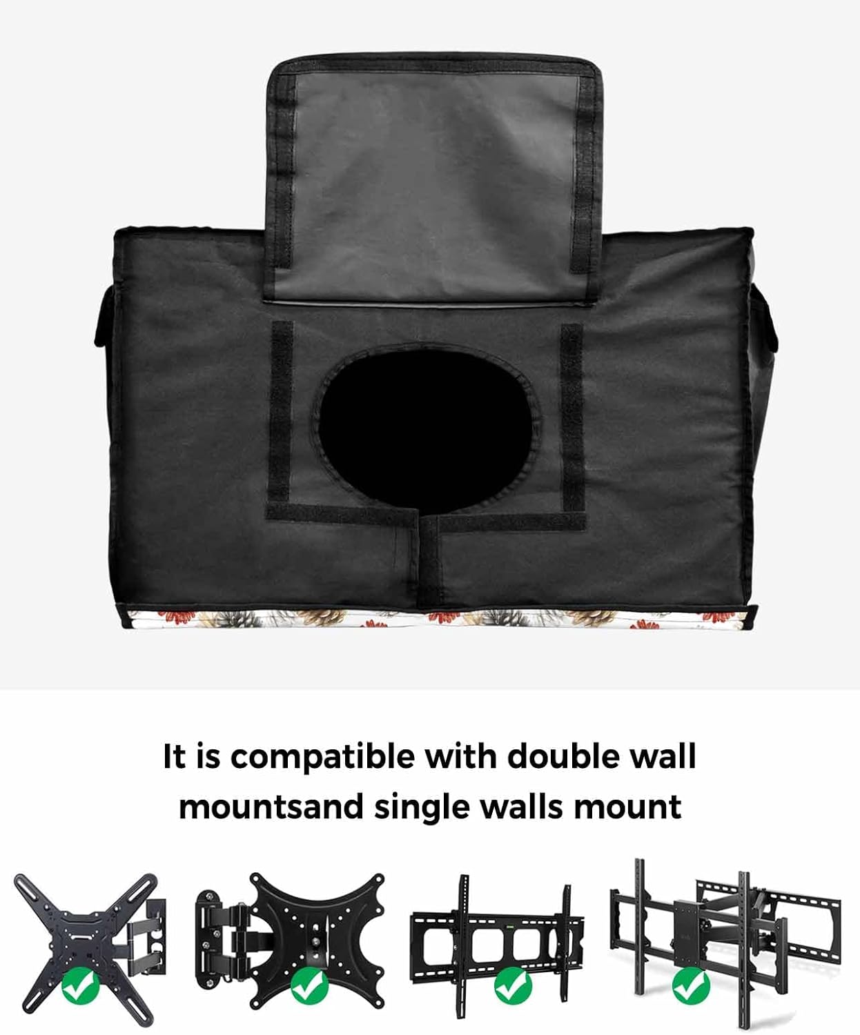 Christmas Red Yellow Pinecone Outdoor TV Cover 40"-43" - 600D Waterproof TV Cover Weatherproof TV Screen Protector Dustproof Winter Xmas Botanical Plants White TV Display Protector for Flat Screen TV