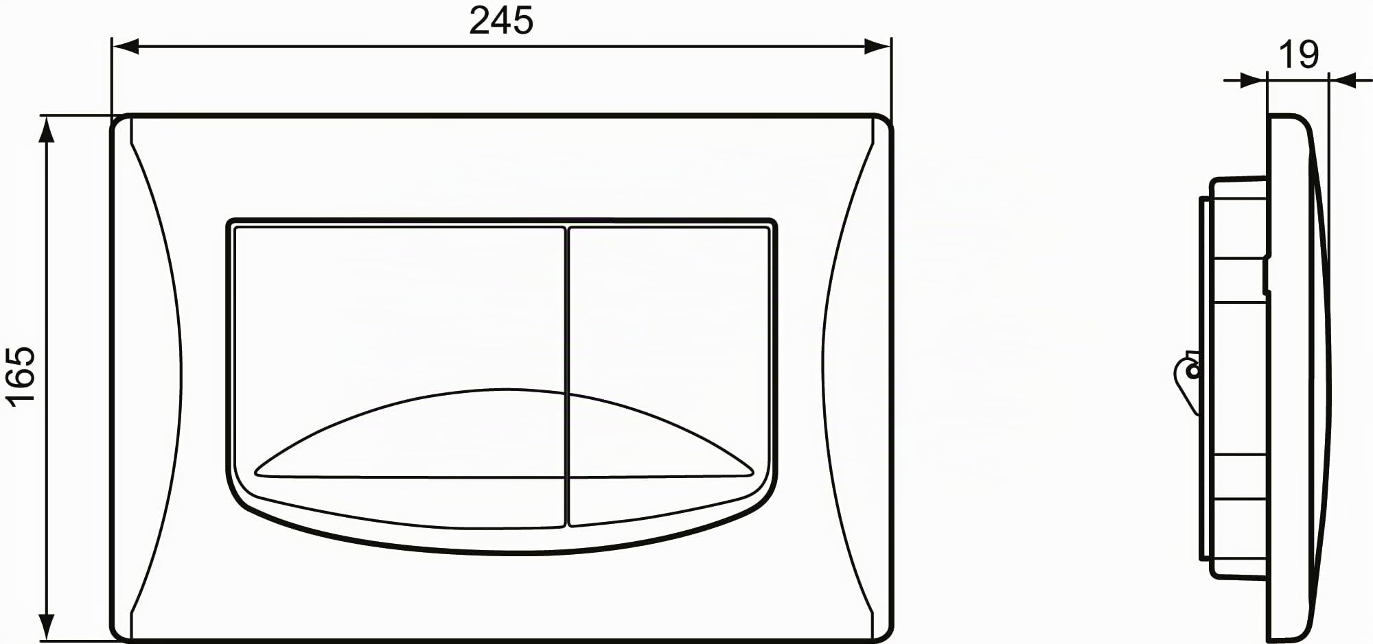 Ideal Standard Solea Placca di scarico per WC, tecnologia a doppio scarico tramite sgancio meccanico, facile da usare e design durevole – Cromata (245x19x165 mm)