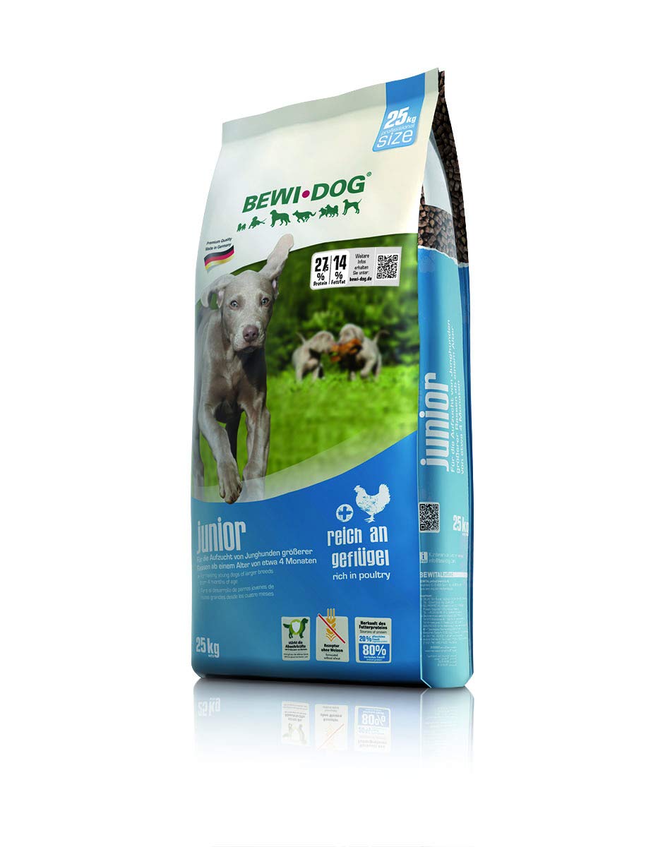 BEWI DOG Junior [25 kg] Hundefutter | Trockenfutter für junge Hunde ab 4. Monat | ohne Weizen & Soja | 80% tierisches Eiweiß