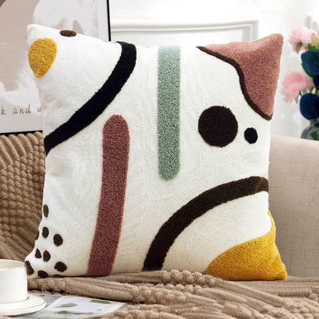 Miniatura 9 de Merrycolor Fundas de almohada coloridas bohemias de 18 x 18 pulgadas, copetudas, modernas, arte de líneas abstractas, lindas almohadas para