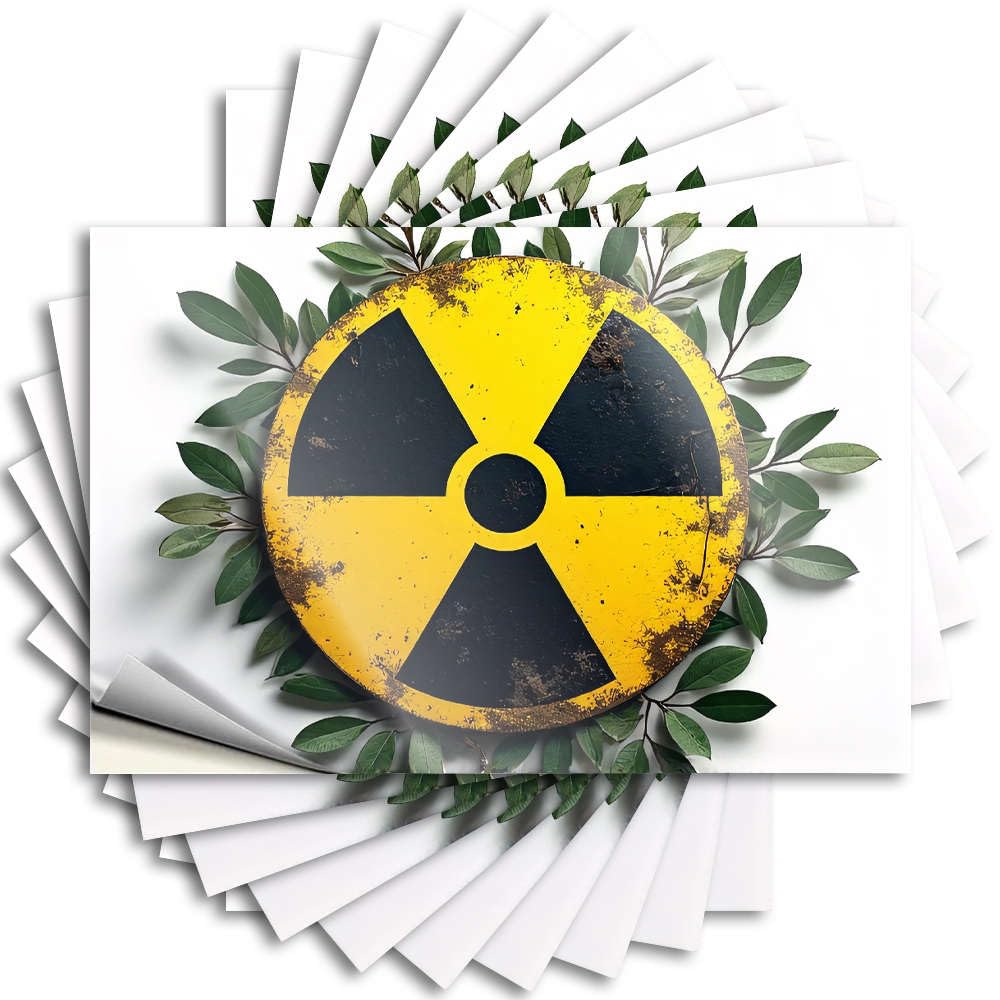 Outdoor Pool Decor Football Bumper - A Yellow Radioactive Sign Surrounded By Green Leaves. Bottle Waterproof Vinyl Sticker(6X9CM)