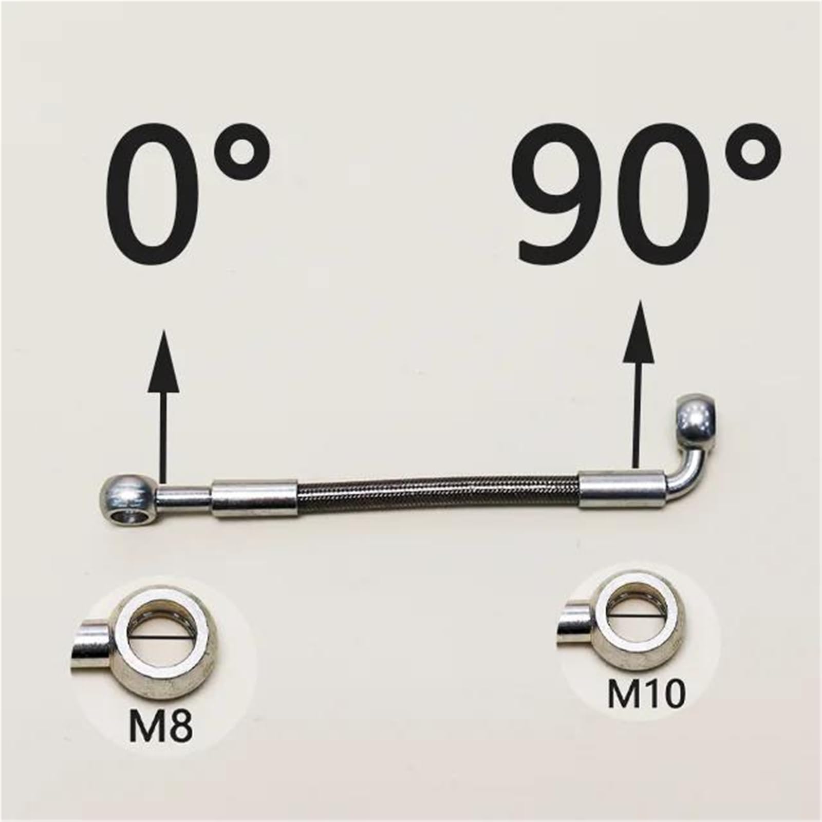 Accessoires de freinage Câble De Frein Tressé Hydraulique pour Moto, 30cm-240cm 0 °-90 °, Tuyau D'huile, 8mm 10mm, Accessoires Banjo(30cm)
