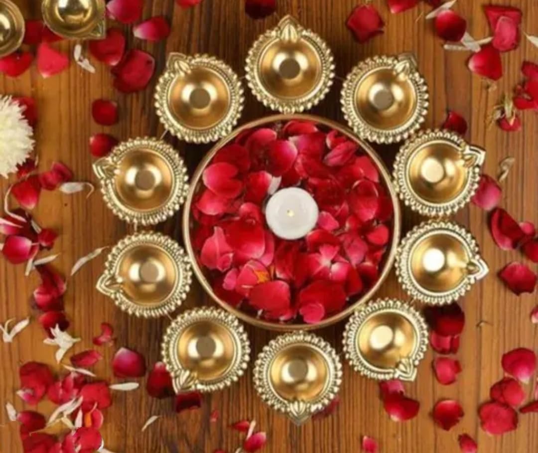 chess lifestyle Diya Shape Flower Decorative Urli Bowl for Home Handcrafted Bowl for Floating Flowers and Tea Light Candles Home, Office and Table Decor Diwali Decoration Items for Home 10 Inch Metal (B0CWQRQS3B) Amazon Price History, Amazon Price Tracker