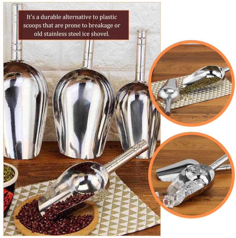 Cuchara para Hielo Palas para Cubitos de Hielo de Acero Inoxidable Comida Caramelo Grano Raspador Cuchara para café Cuchara dosificadora Tazas medidoras para Mascotas para Harina de Hielo Arroz Palo