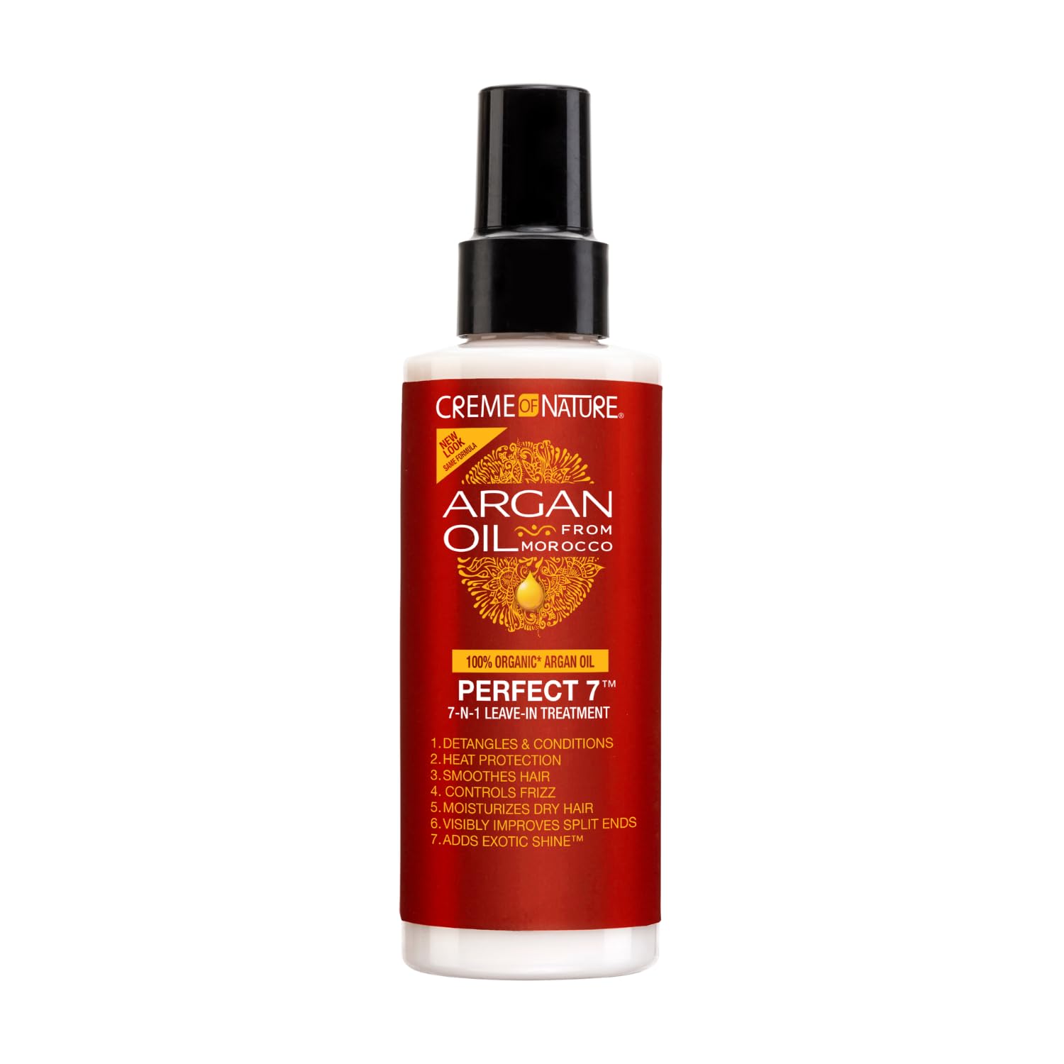 Creme of Nature - Argan Oil - Soin Perfect 7 - Spray Cheveux 7 bénéfices en 1 produit - Soin des Cheveux Bouclés Frisés et Crépus à l’Huile d’Argan du Maroc - Sans Rinçage - Flacon de 150ml