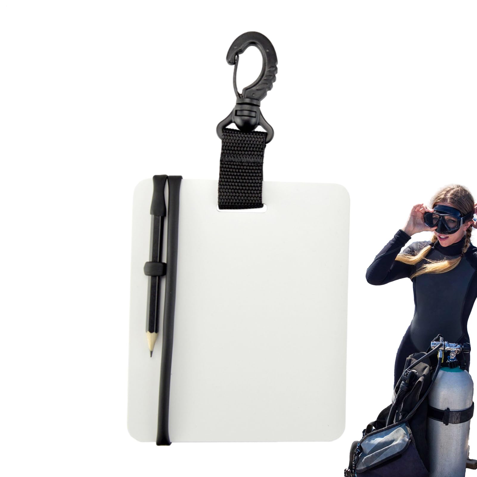 Underwater Writing Board - Swivel Clip & Pencil, Durable Slate, Underwater Tablet, Communication Accessories