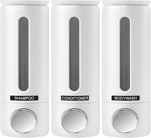 Dispensador de champú y acondicionador, dispensador de champú para ducha, bomba de jabón para ducha (17.6 oz triple) (blanco)
