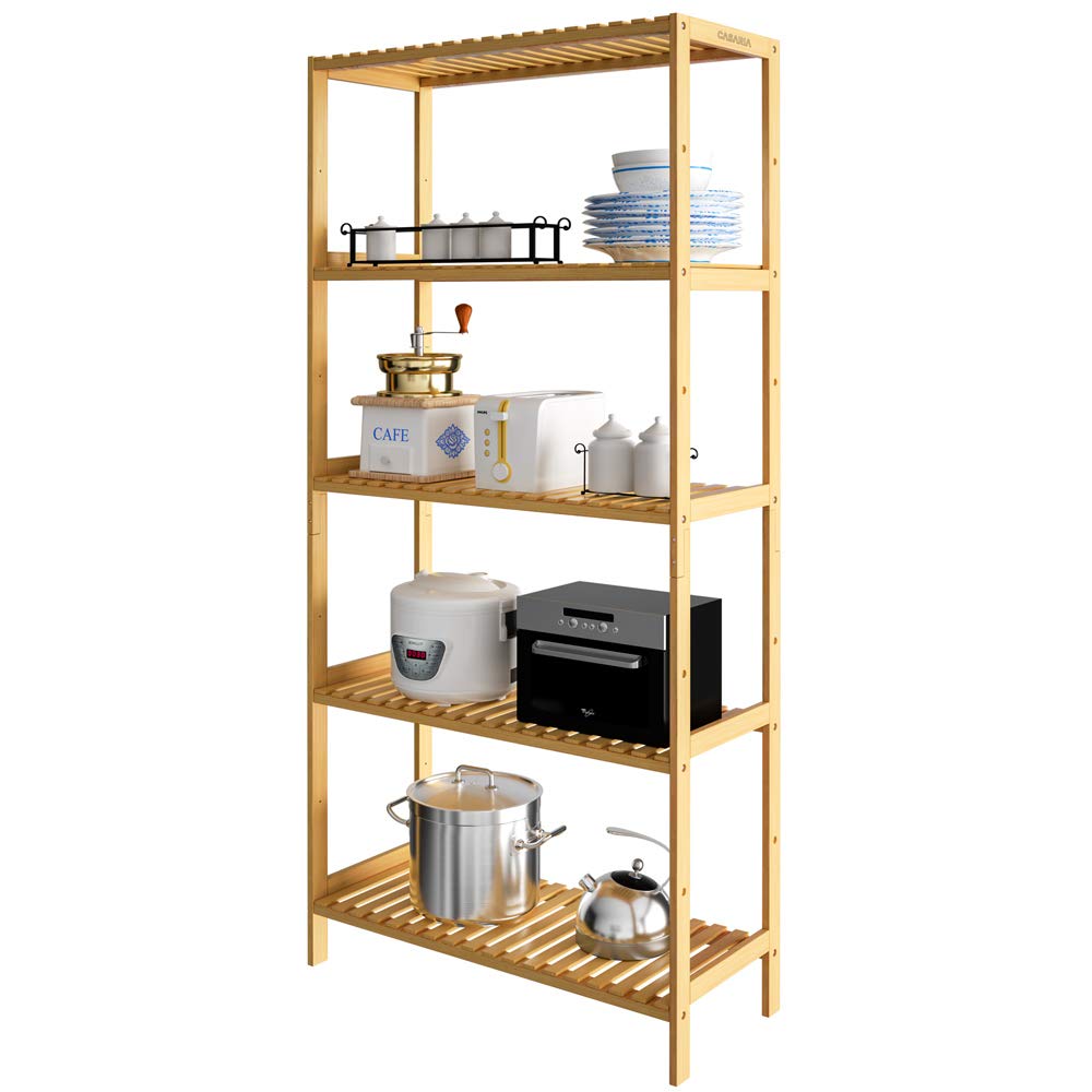 CASARIA® Estantería de Bambú para Baño Librería Organizador 5 Estantes 130x60x26cm Plantas Balcón