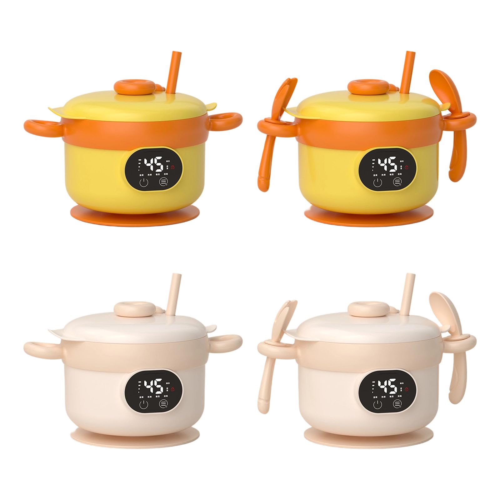 Réchauffeur de nourriture multifonction intelligent bol pour repas d'enfants y compris chauffage automatique et structure étanche bol de chargement portable