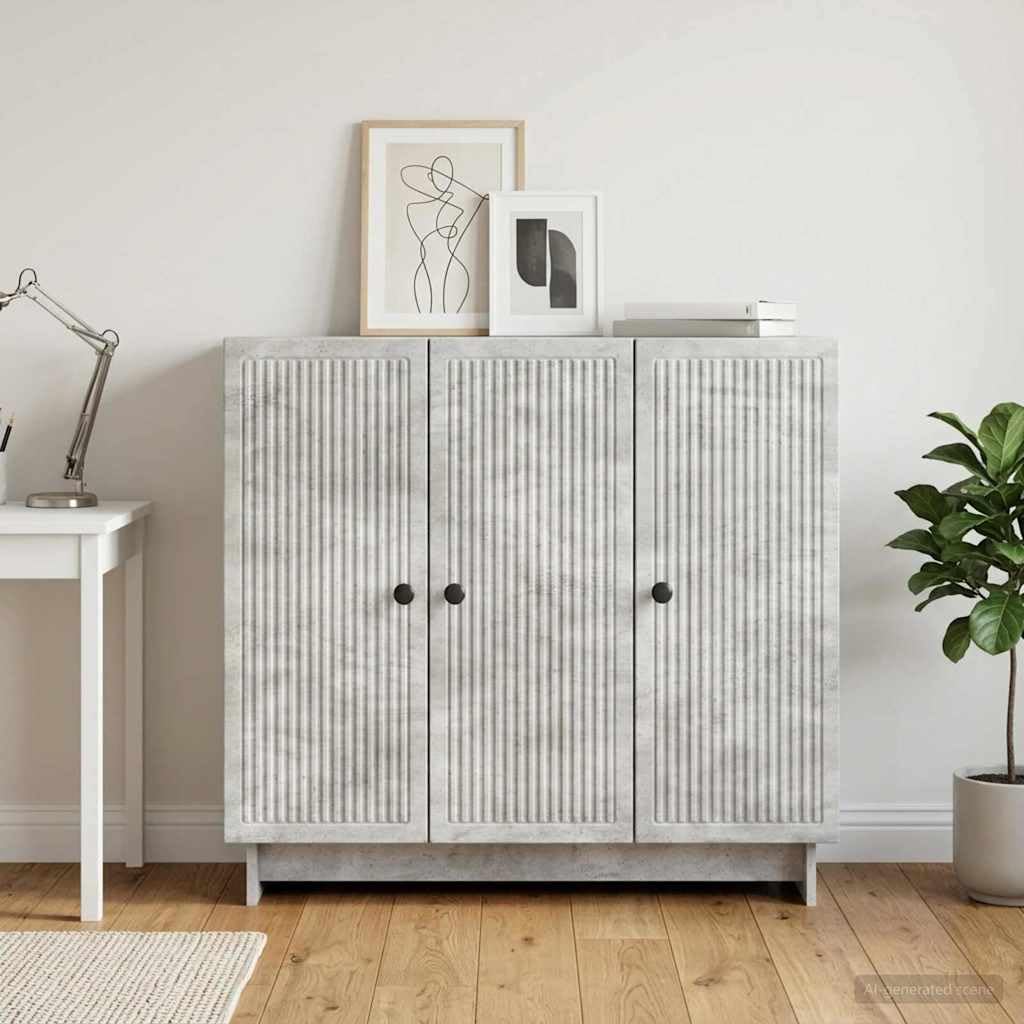 Madera de Ingeniería Vintage Aparador Gris 89 x 34 5 x 80 cm | Aparador Gris Hormigón 89 x 34,5 x 80 cm Madera Ingeniería Estilo Vintage Armario Almacenaje Comedor Salón con Puertas y