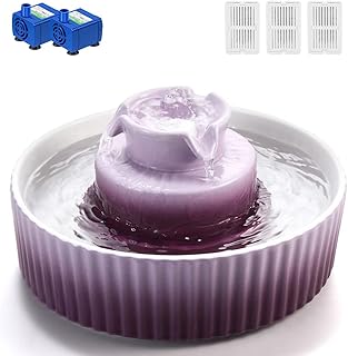Ceramic Cat Water Fountain, 2.1L/71oz Cupcake Cat Fountain for Dog and Cat Indoor, 2