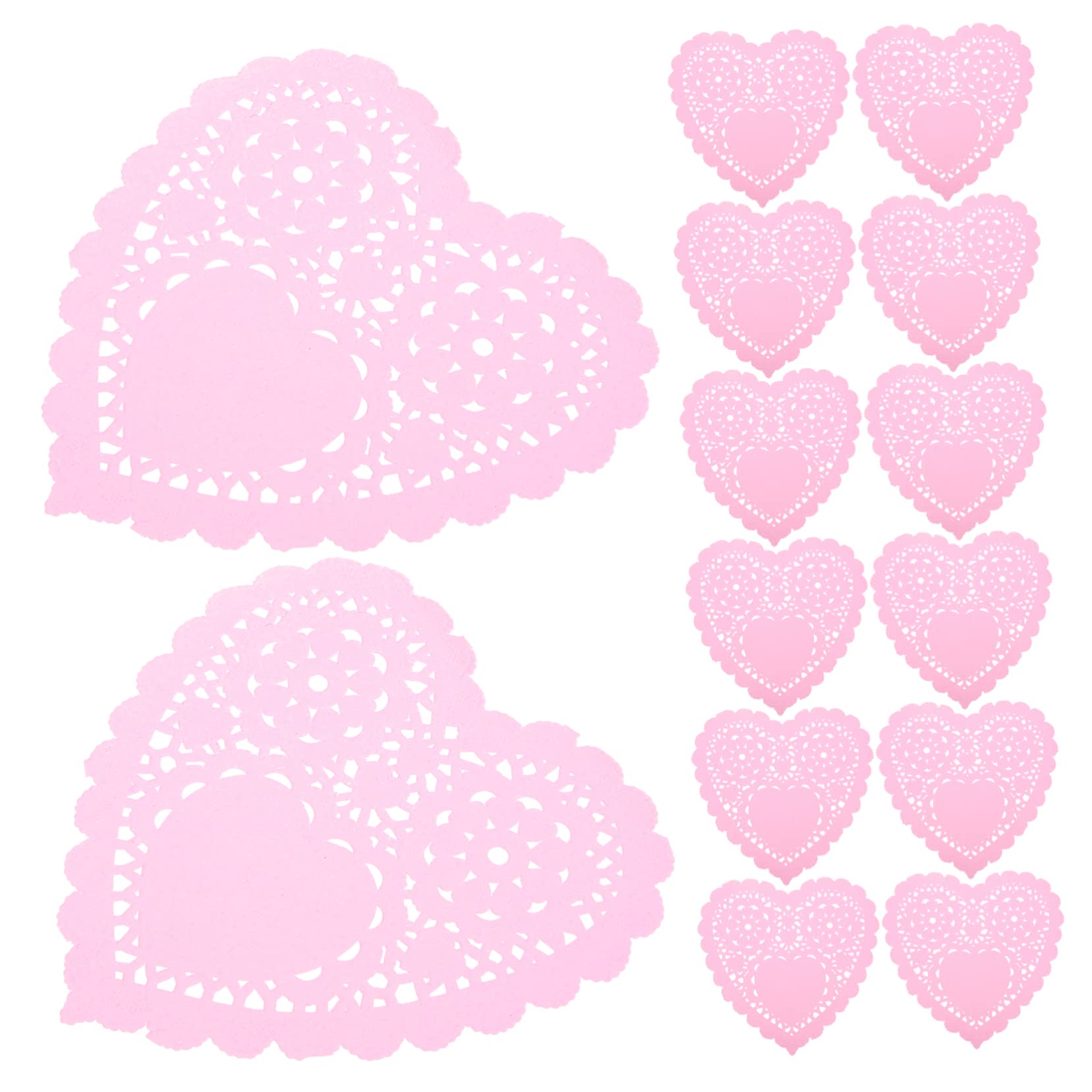 STOBAZA 100Pcs Heart Shaped Paper Doilies for Valentine Day Tableware Decorative Lace Mats for Weddings Parties Crafts and Baking