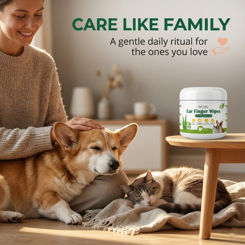 Dylan's cabin Ear Finger Wipes for Dogs & Cats, 150 Count Pet Ear Cleaning Wipes, Soft Finger Mitt for Gentle Outer Ear Care, Helps Remove Wax, Dirt, Debris and Odor — view 8
