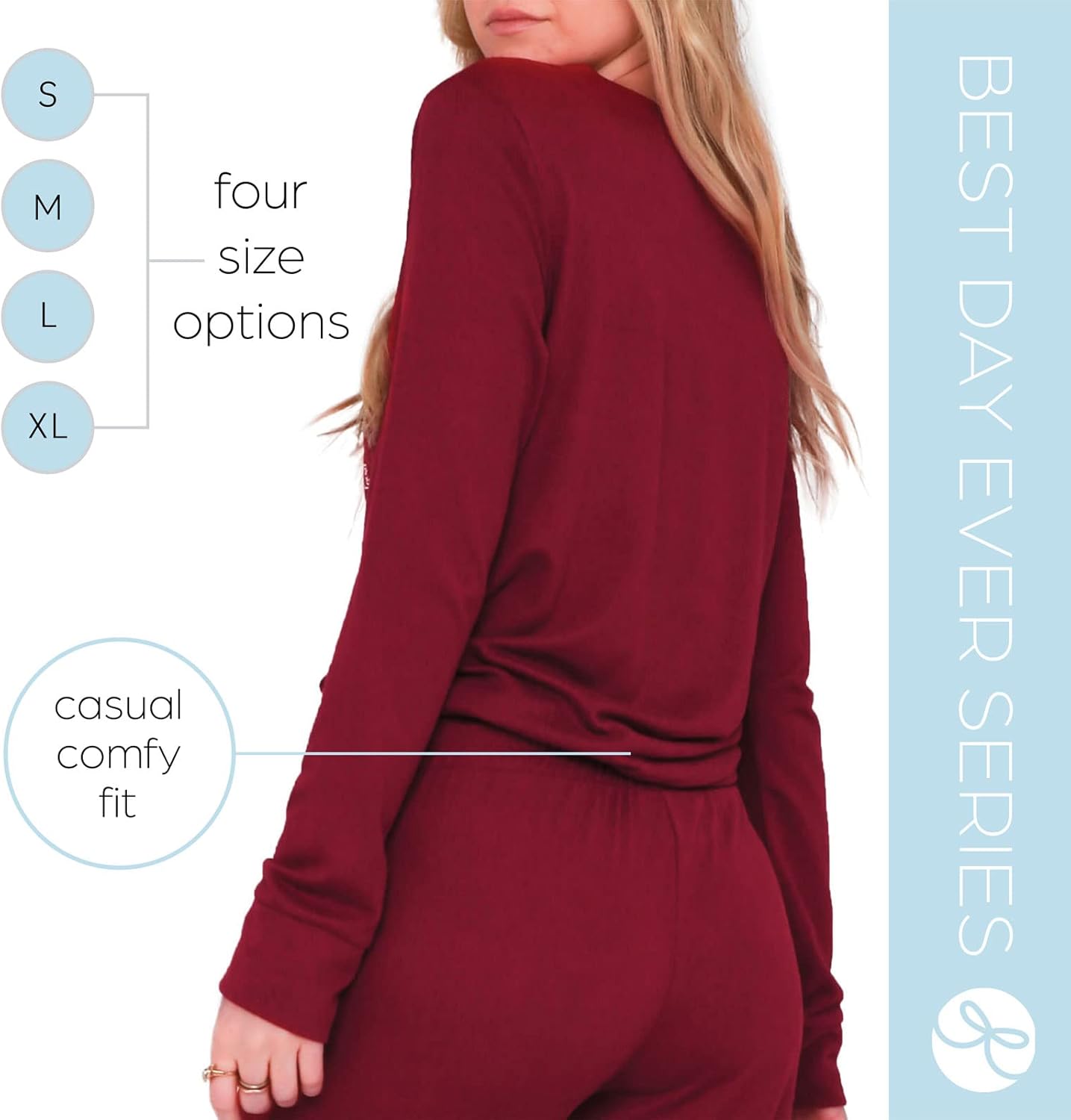 Hello Mello Best Day Ever Top Round Neck Lounge Sweater Long Sleeve Shirt for Women and Girls with Gift Bag - Image 3