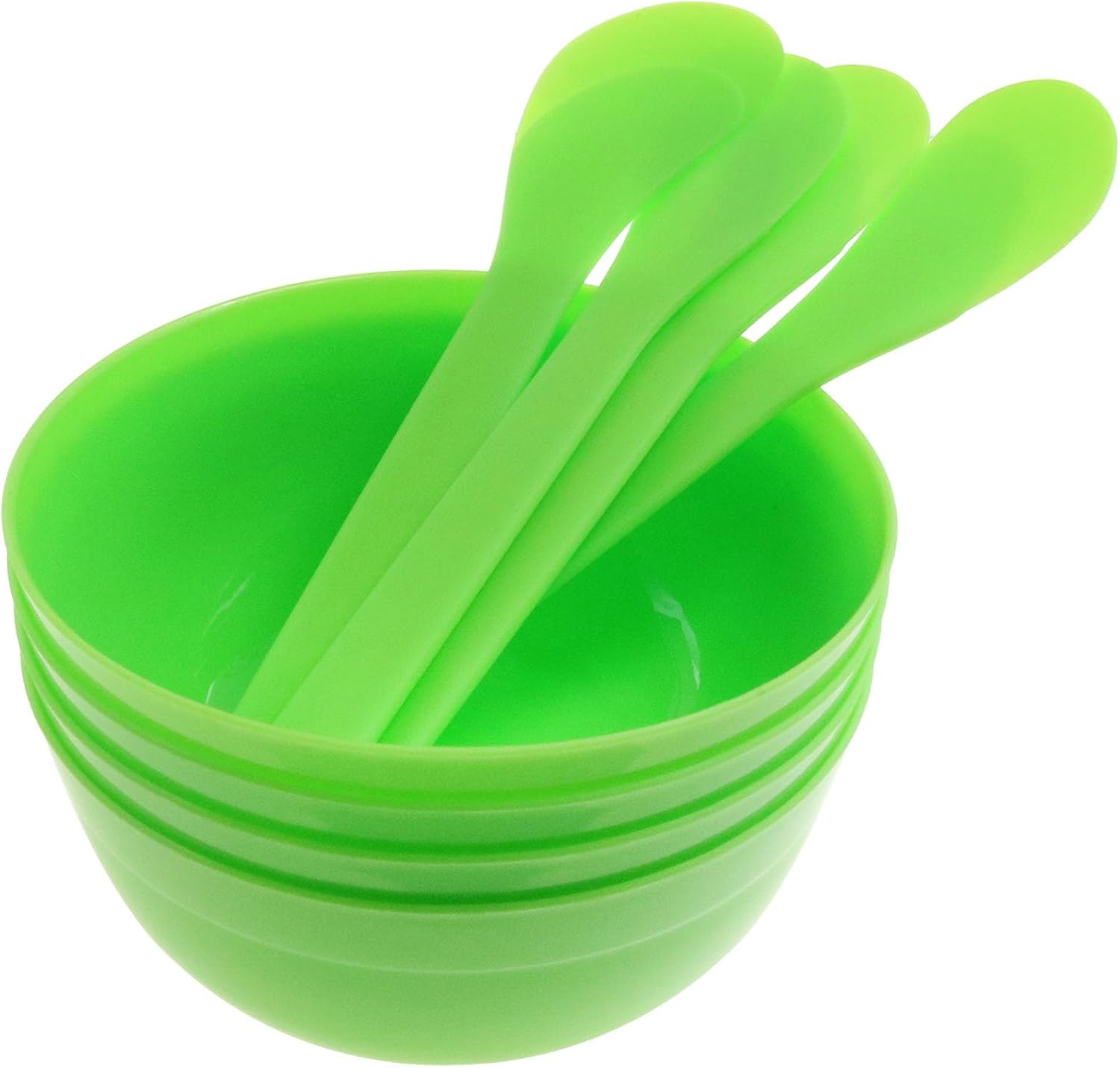 DIY Slime Making Tools 8 Plastic Slime Bowl and 8 Glue Mixing Spoons for Glue and Slime Mixing (8 Sets Greener)
