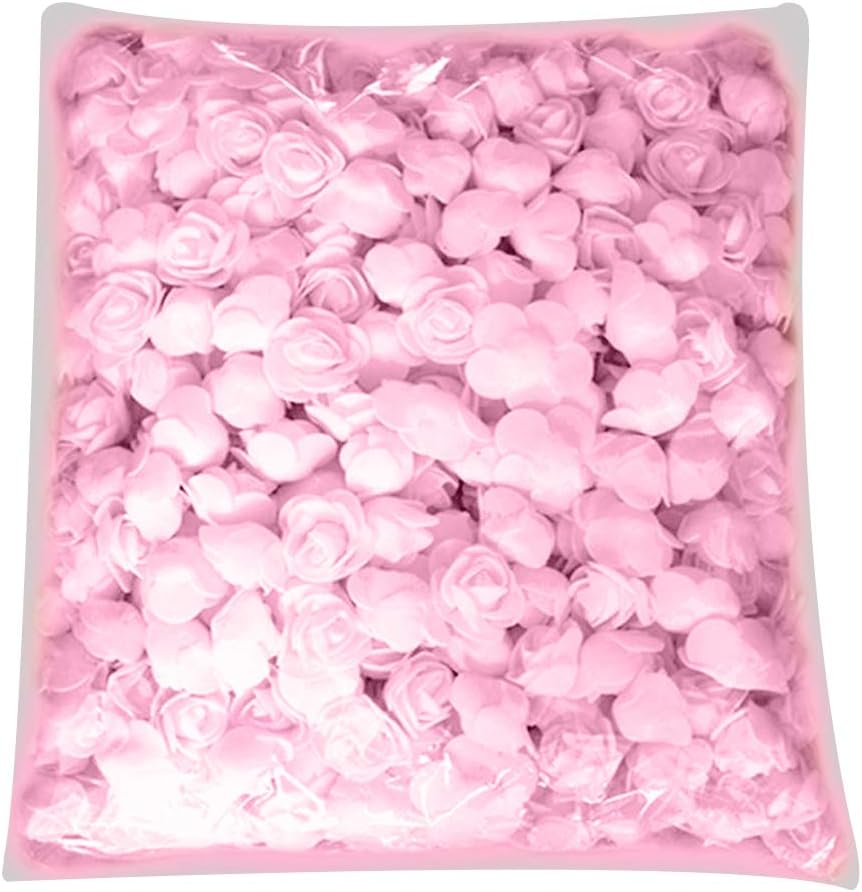 good01 500Pcs PE Foam Rose Head Artificial Flower for DIY Bear Doll Wedding Craft Making Light Pink