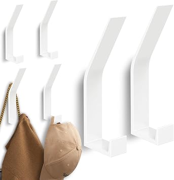 Kssvzz 6 Pack Coat Hooks Wall Mount for Mudroom Entryway Bathroom White