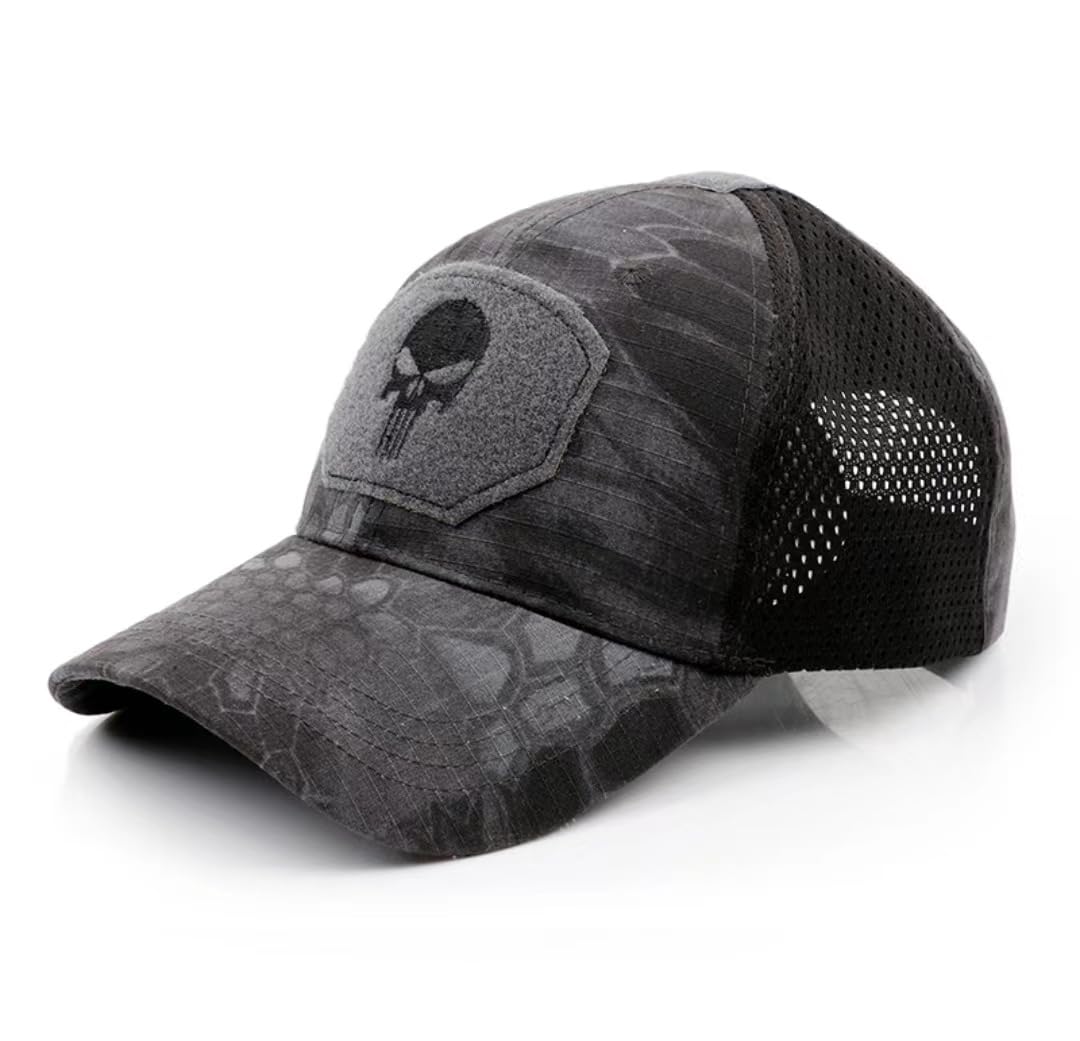 Skull Mesh Baseball Cap Men Tactical Operator Caps Fitted Outdoor Breath Hats