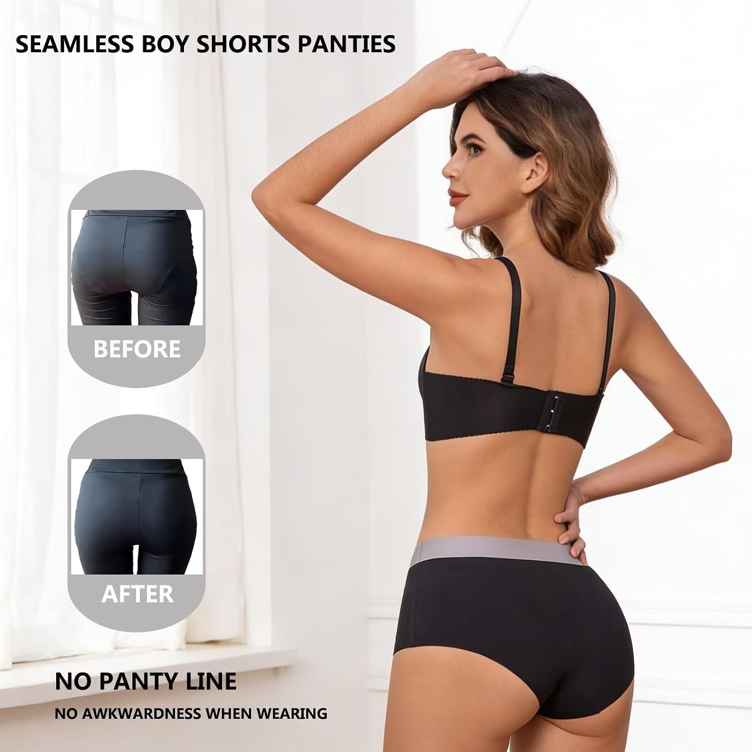 Womens Seamless Boy Shorts Underwear, Soft Stretch No Show Boxer Short Briefs Panties For Women 4 Pack