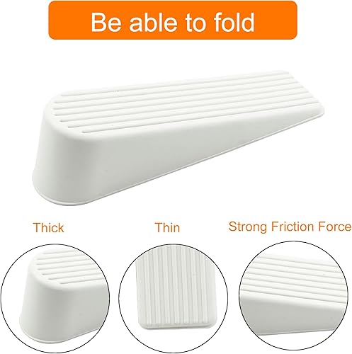 Miniatura 3 de Paquete de 4 topes de puerta de cuña, topes gruesos de goma para puerta, sin arañazos (blanco)