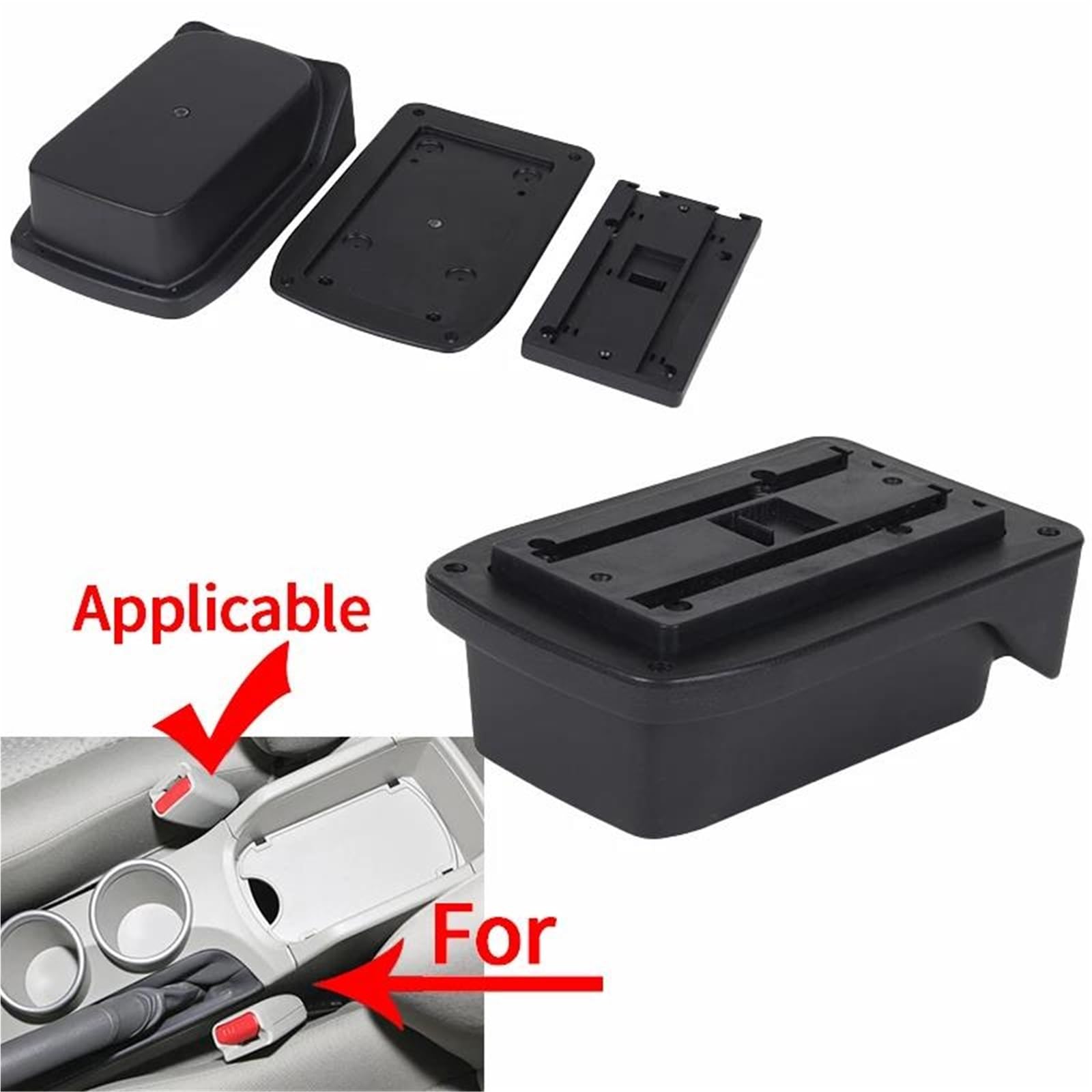 Per La Modifica Dell'estensione Del Bracciolo Dell'auto Per Verso EZ Accessorio Organizer Per Consolle Centrale A Doppio Strato, Nero(A curved red line)