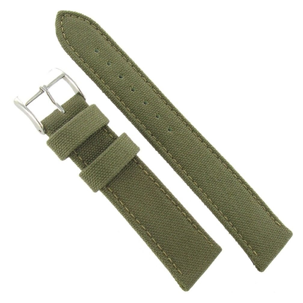 18mm Morellato Padded Stitched Genuine Cordura Canvas Army Green Watch Band