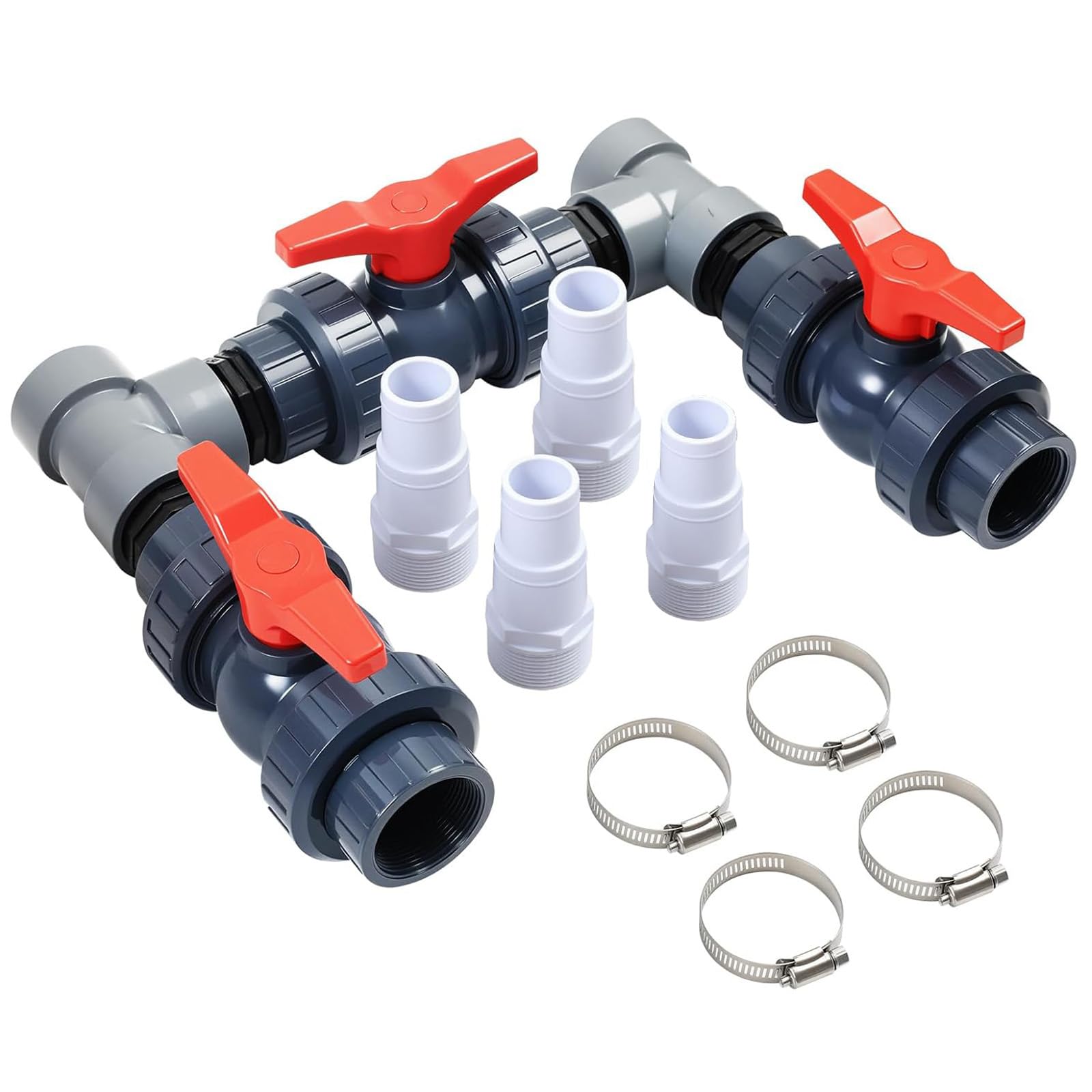 Kit bypass pour piscine - Diamètre : 50 mm - Pompe à chaleur solaire - Avec tuyaux de 32 mm et 38 mm - Chauffage de piscine - Contrôle de l'alimentation en eau