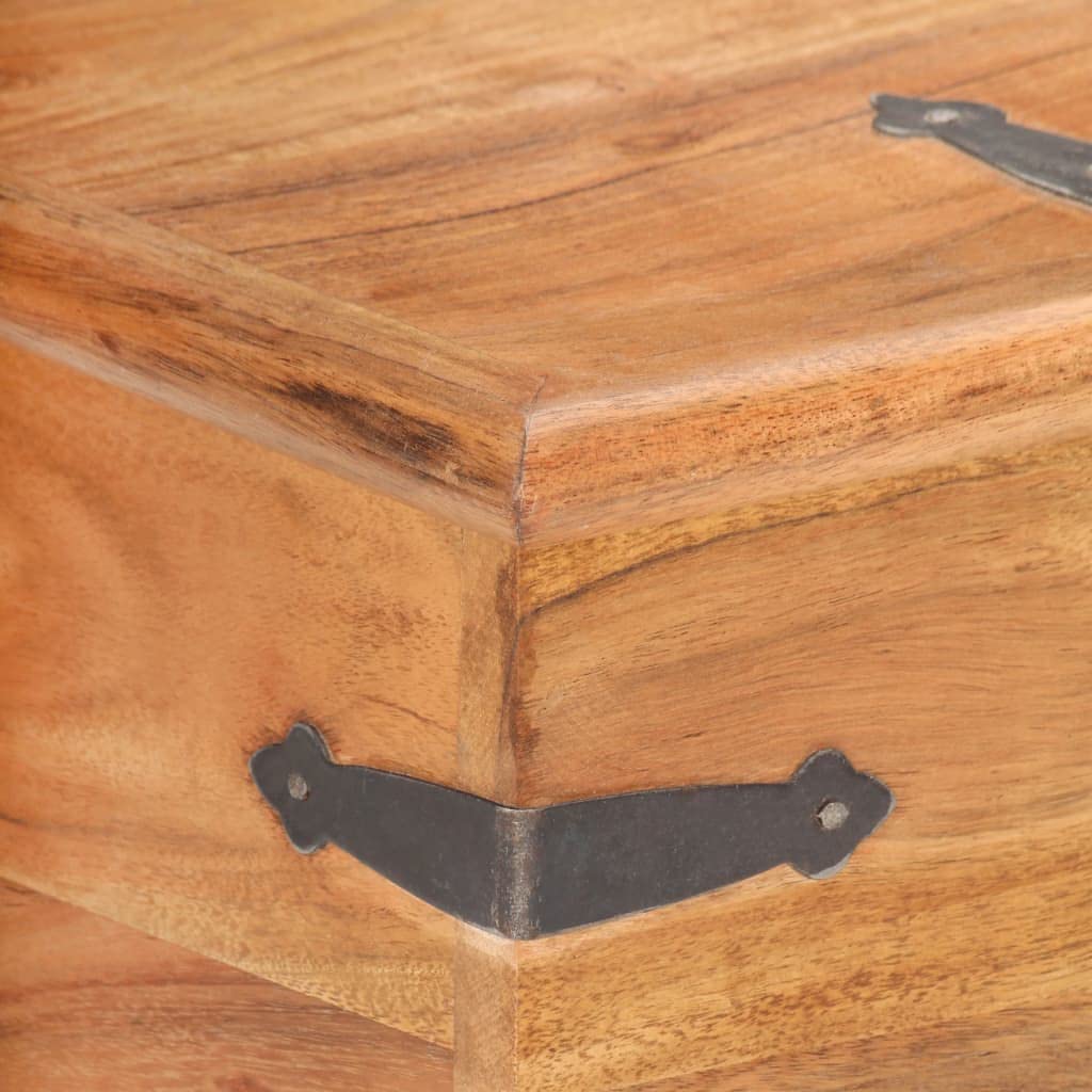 Baúl de madera maciza de acacia, 40 x 40 x 40 cm