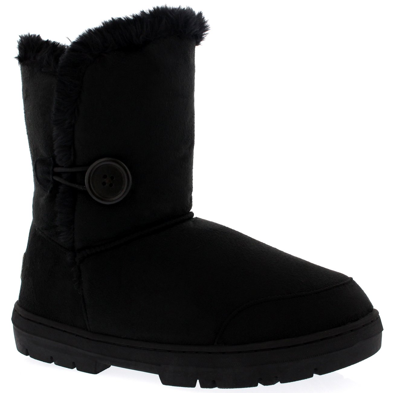 Holly Womens Single Button Faux Faux Waterproof Rain Winter Snow Boots - Black - 5 - BLA38 AEA0145