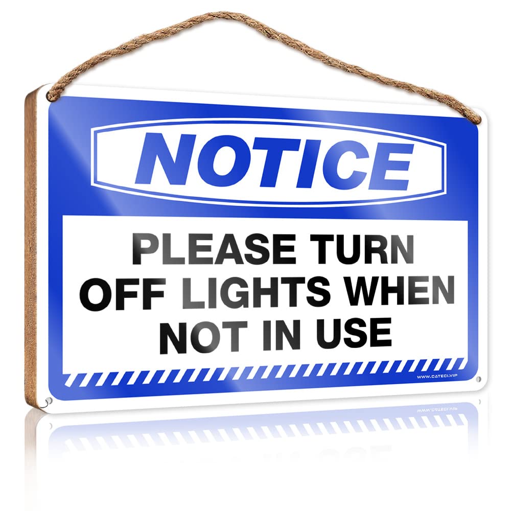 HELIOFORGE Hanging Plaque Sign Notice Please Turn Off Lights When Not In Use Wooden Sign(23X35CM)
