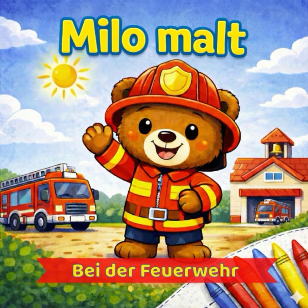 Milo malt: Großes Feuerwehr-Malbuch für Kinder ab 3 Jahren