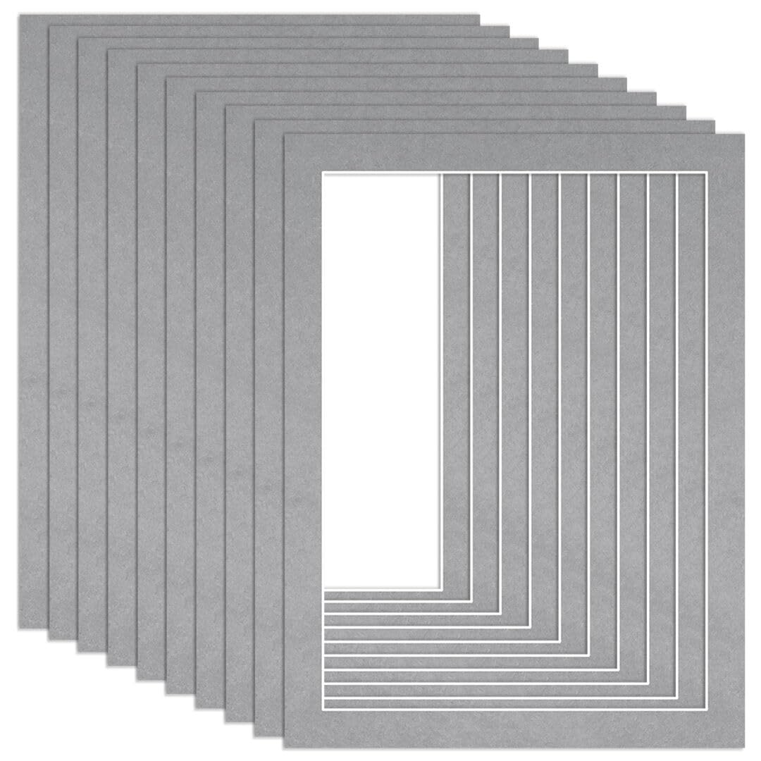 Procut Global 80x60cm Silver Picture Mounts to Fit 70x50cm Aperture - Precision Cut Cardboard Photo Mount - Ideal for Frames, Prints, Artwork & Certificates - Sizes & Colours Available - 10 Pack