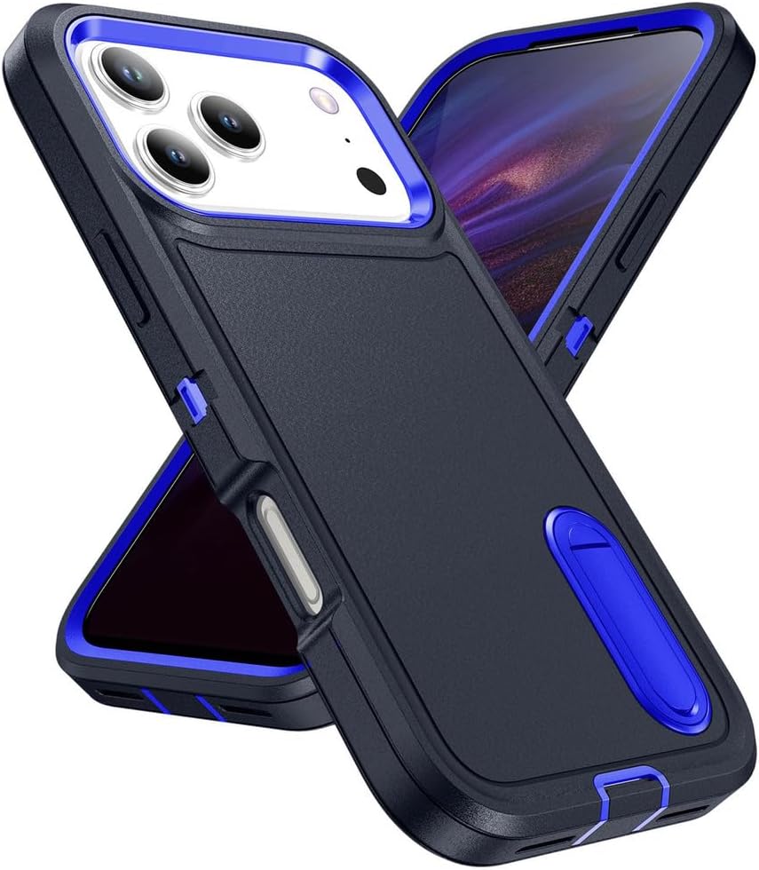 Slim Case for iPhone 17 Pro Max/17 Pro/17 Air/17, Mini Stand Adjustable Phone Matte Anti-Fall Protection Frosted Ba(Blue,17 Pro Max)
