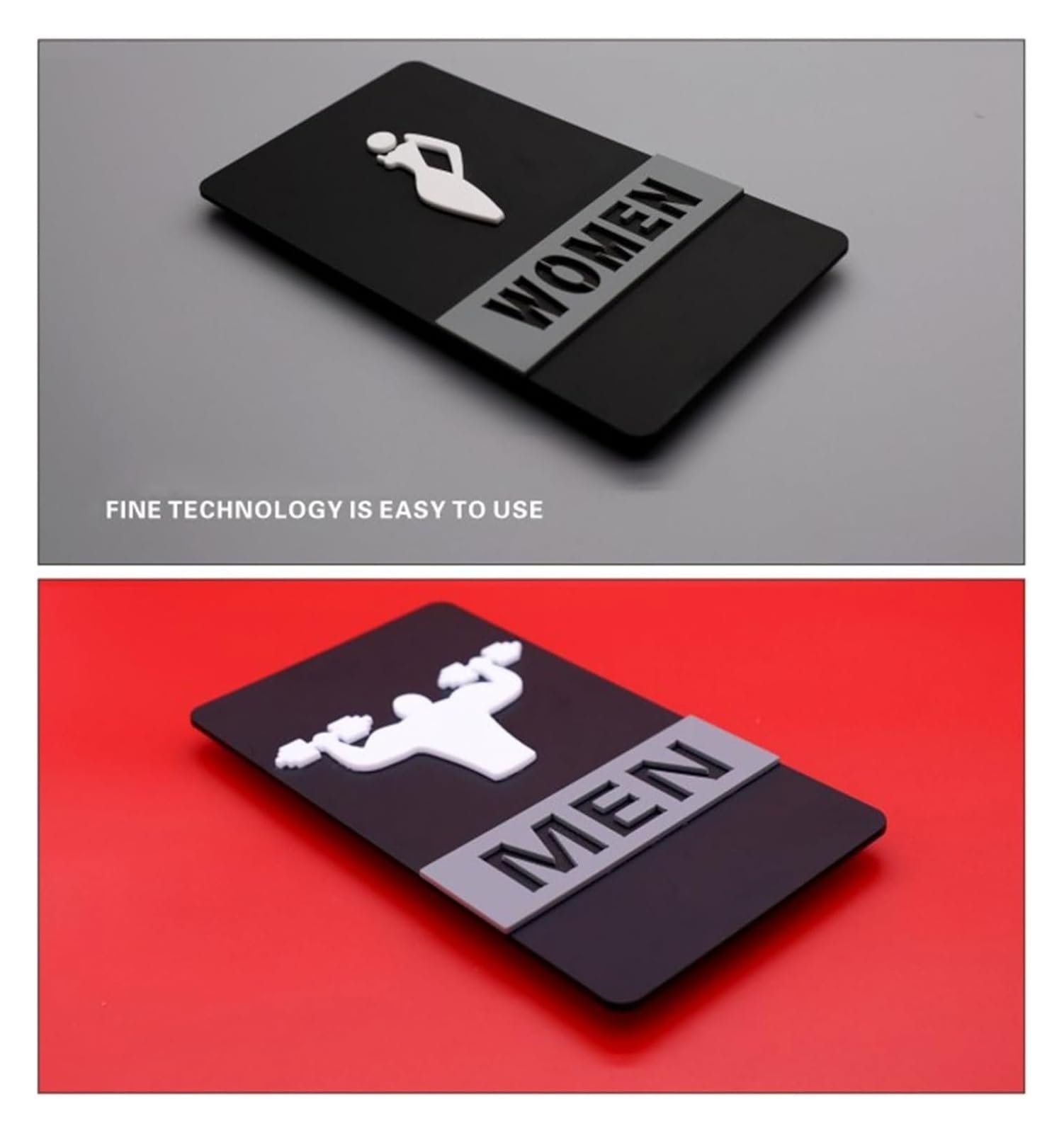 Łazienka dla mężczyzn i kobiet， Znak toalety dla mężczyzn i kobiet, czarny 8,7 x 4,7 cala z symbolami graficznymi(Man)