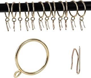 Curtain Drapery Hanging 1inch-Internal Diameter - Curtain Rings with Hooks Eyelet for Window Door Curtain Gold Zocang