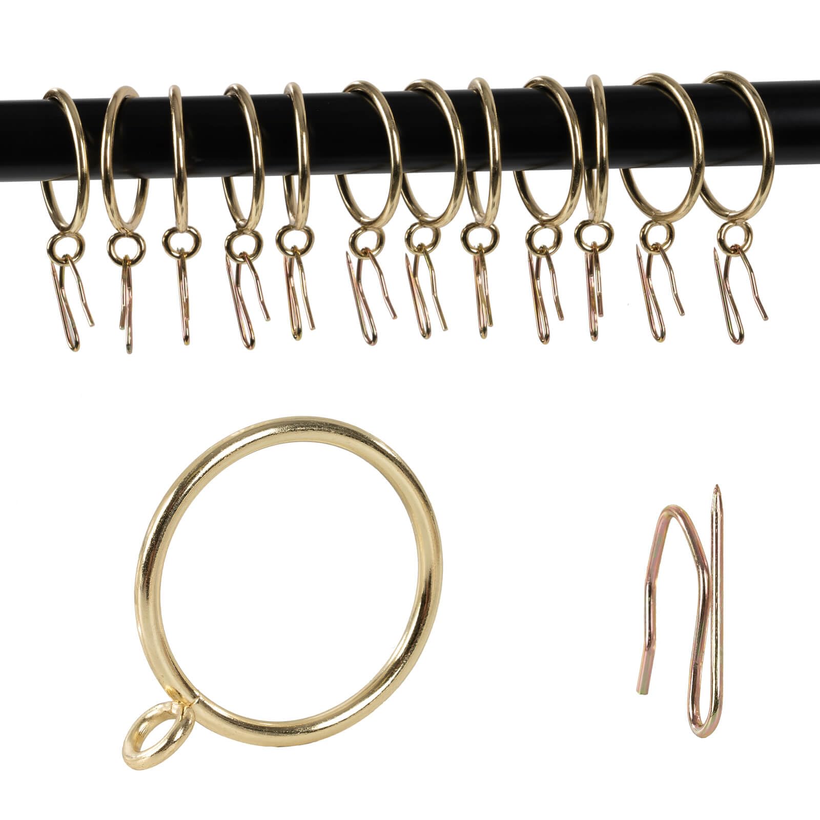 Curtain Drapery Hanging 1.25inch-Internal Diameter - Curtain Rings with Hooks Eyelet for Window Door Curtain Gold Zocang