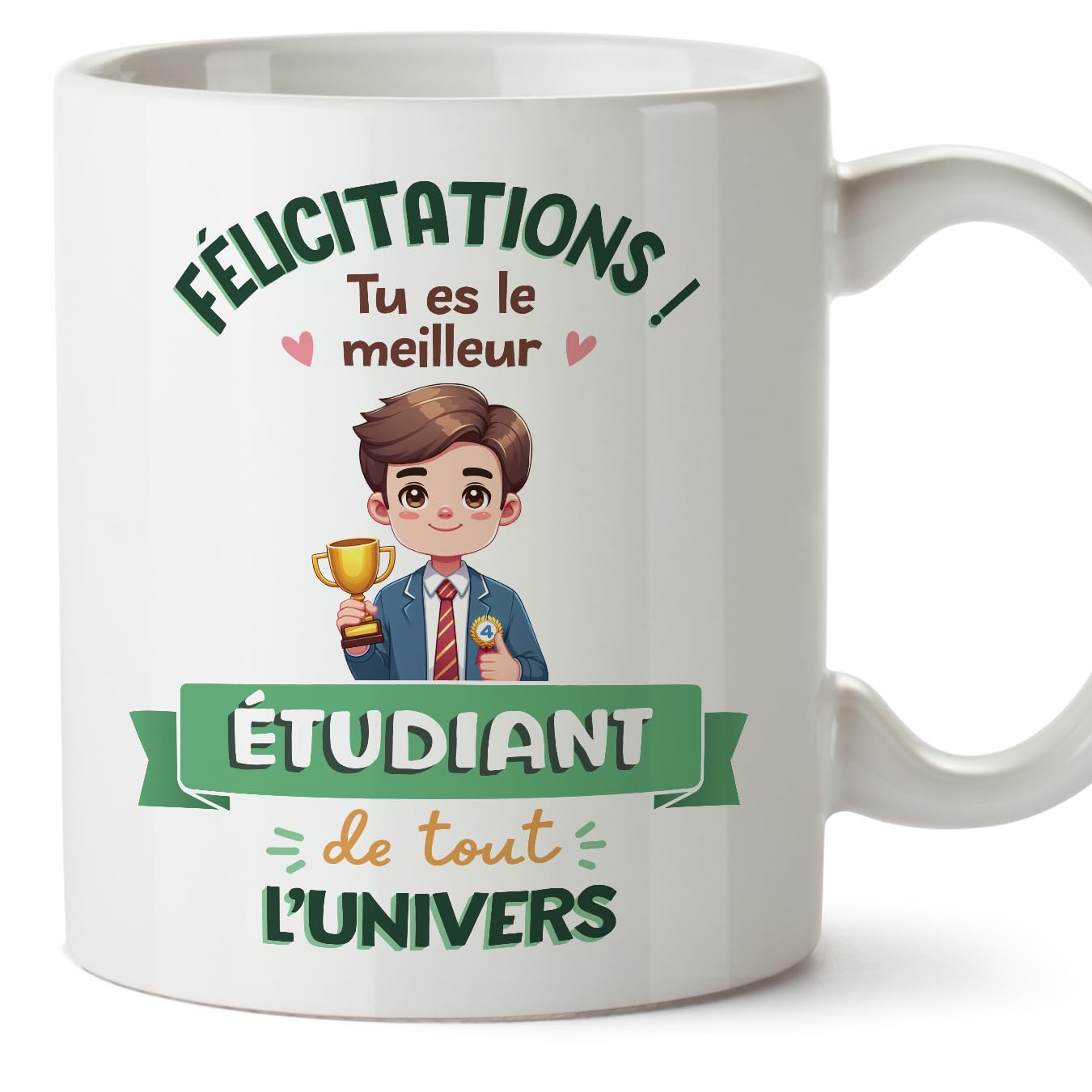 MUGFFINS Student Man Mug - in French - Meilleur Univers Trophée - Funny Gift for Colleagues - Ceramic 11oz Mug — image 1