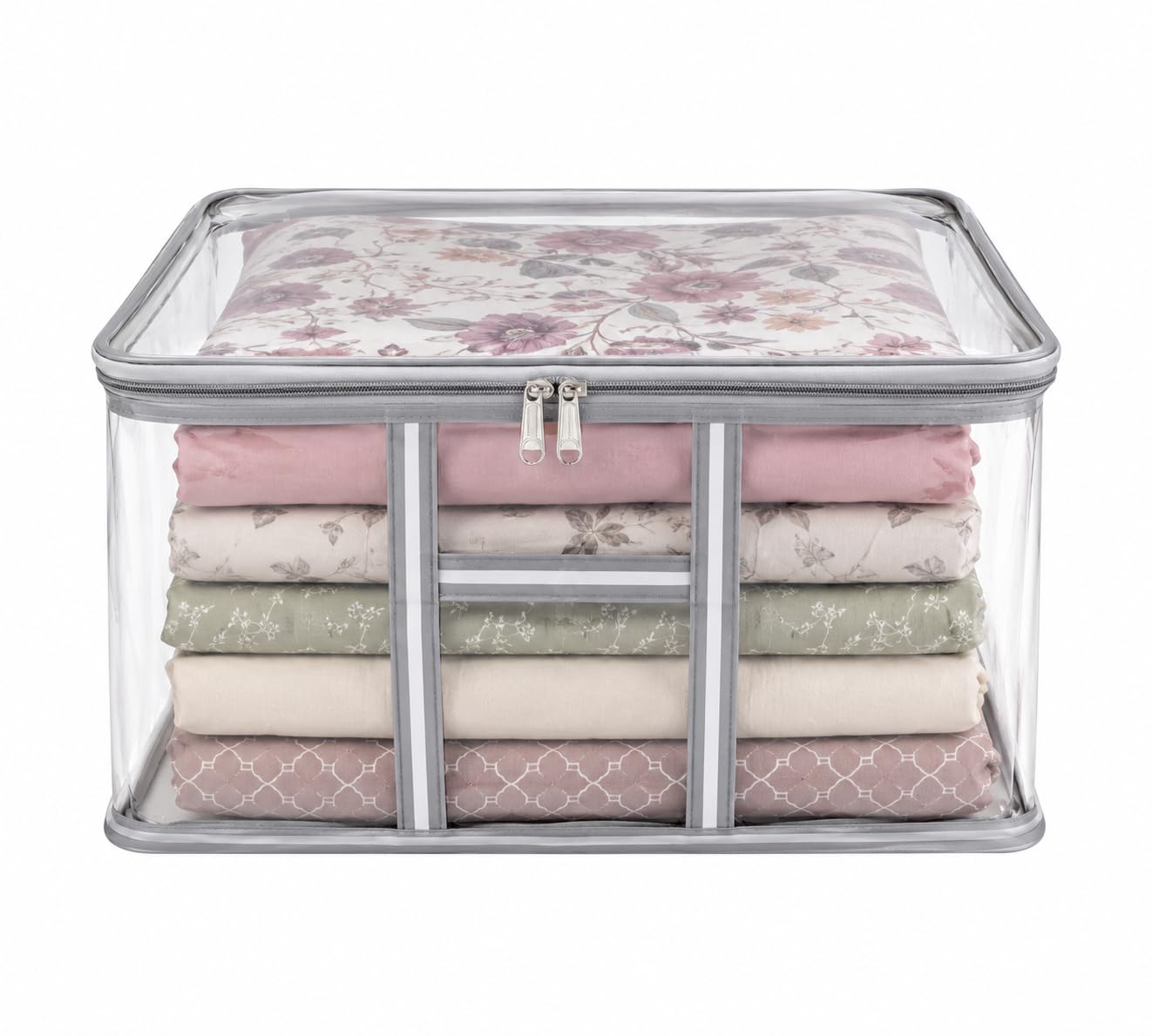M.F.H Clear PVC Clothes Storage Organizer Bag with Zipper, Foldable Transparent Blanket Storage Sarees, Bedding, Blankets, Quilts & Seasonal Garments, Dustproof Moisture Resistant Wardrobe Organizer-image-10
