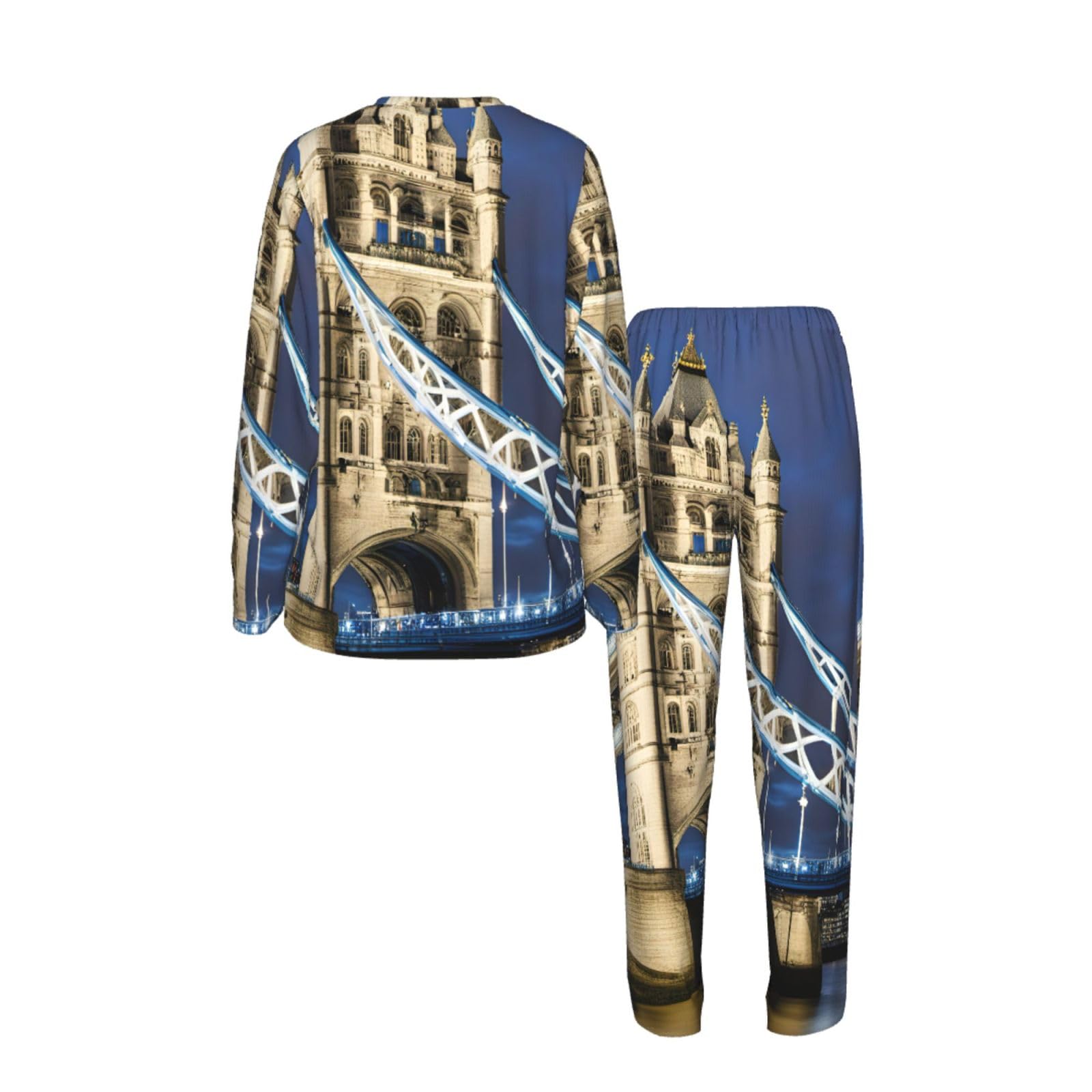 Tower Bridge In London Print - Pigiama da donna a maniche lunghe, morbido, confortevole, elastico