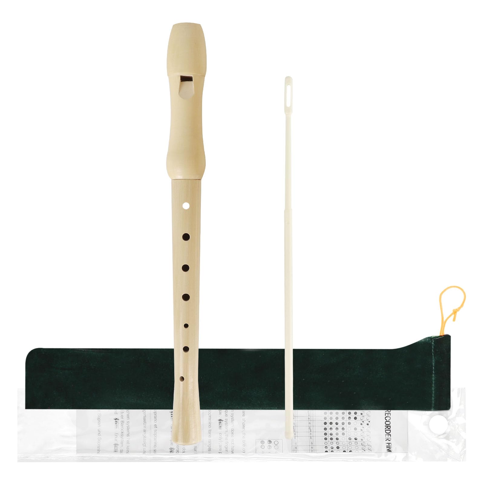 Mr.Power Maple Wooden Soprano Recorder, C Key German Style Fingering 8 Holes 2 Piece School-Approved Musical Instrument Pupil Student Educational (Wood Color)